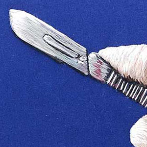  Hand embroidered anatomical medical art by Cath Janes